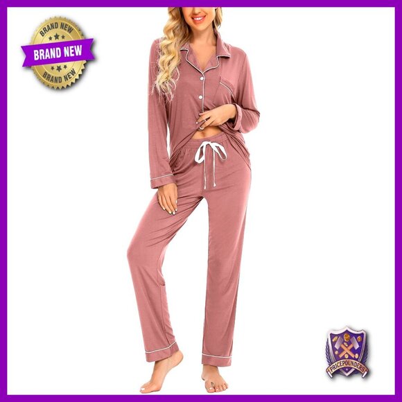 Other - Soft Long Sleeve Pajama Set Button Down Top Drawstring Waist S-XXL